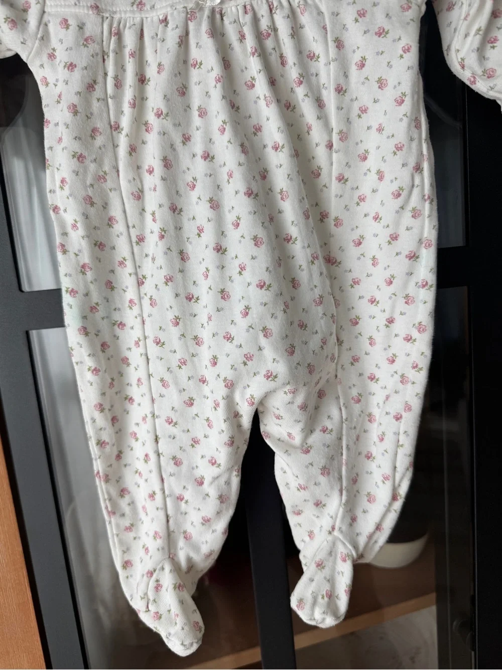 Ralph Lauren floral footies peter pan collar lace newborn baby girl coverall